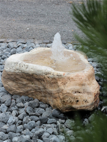 Quellstein Marmor L85cm mit Quellschale Gartenbrunnen Springbrunnen Komplettset