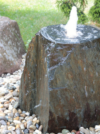 Quellstein Schiefer 55cm mit Quellschale Naturstein Gartenbrunnen Springbrunnen Komplettset