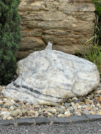 Quellstein Zebra Marmor weiß L80cm Naturstein Gartenbrunnen Springbrunnen Komplettset