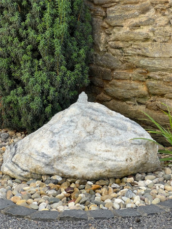 Quellstein Zebra Marmor weiß L80cm Naturstein Gartenbrunnen Springbrunnen Komplettset