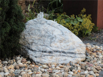 Quellstein Zebra Marmor weiß L80cm Naturstein Gartenbrunnen Springbrunnen Komplettset