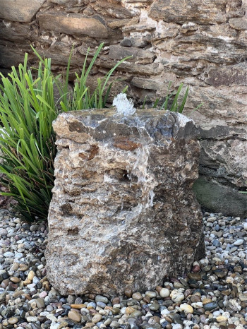 Quellstein Muschelkalk 60cm Naturstein Gartenbrunnen Springbrunnen Komplettset