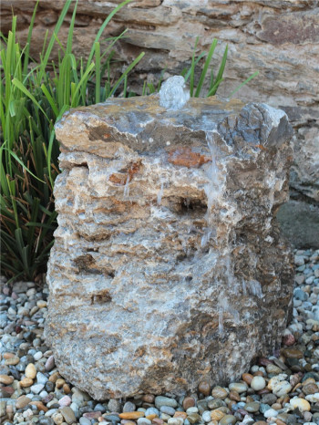 Quellstein Muschelkalk 60cm Naturstein Gartenbrunnen Springbrunnen Komplettset