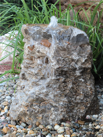 Quellstein Muschelkalk 60cm Naturstein Gartenbrunnen Springbrunnen Komplettset