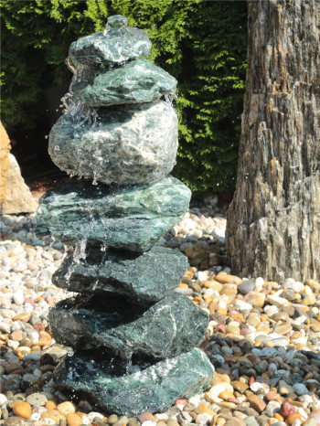 Quellstein Kaskaden 66cm Marmor Steinturm Gartenbrunnen Springbrunnen Komplettset