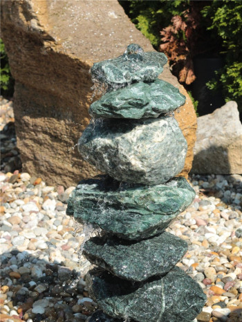 Quellstein Kaskaden 66cm Marmor Steinturm Gartenbrunnen Springbrunnen Komplettset