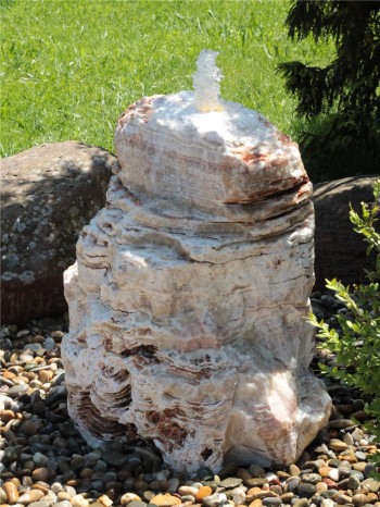 Quellstein Monolith Onyx Marmor 70cm Gartenbrunnen Springbrunnen Komplettset