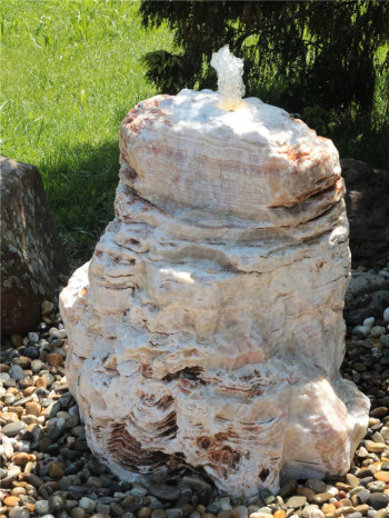 Quellstein Monolith Onyx Marmor 70cm Gartenbrunnen Springbrunnen Komplettset