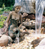 Mädchen Elonie 39cm Gartenfigur als Wasserspiel Bronze Wasserspeier Rottenecker