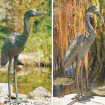 Bronzefigur Graureiher Set 56cm Bronze Fischreiher Gartenfigur Rottenecker