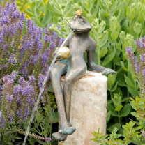 Bronzefigur Froschkönig Gunter 32cm Bronze Wasserspeier von Rottenecker