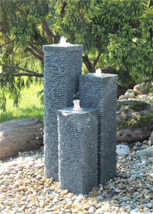 NUR ABHOLUNG! Granitbrunnen Säulen Trio 100/20 Granit Gartenbrunnen Springbrunnen Komplettset