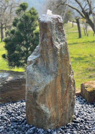 Quellstein Monolith Regenbogen Porphyr 165cm Gartenbrunnen Springbrunnen Komplettset