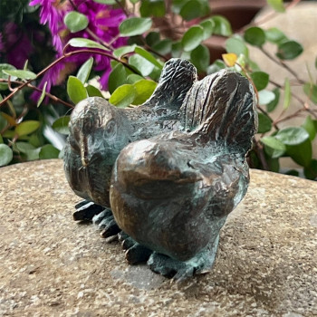 Bronzefigur Vogelpaar sitzend Miniatur Bronze Skulptur Rottenecker