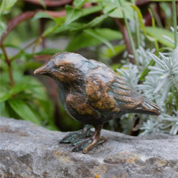 NEU! Bronzefigur Vogel stehend 6cm Bronze Gartenfigur Rottenecker