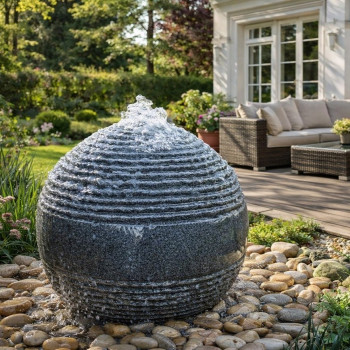 Quellstein Kugel Saturn 60 Granit Kugelbrunnen Gartenbrunnen Komplettset