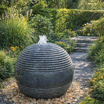 Quellstein Kugel Saturn 80 Granit Kugelbrunnen Gartenbrunnen Komplettset