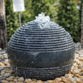 NUR ABHOLUNG! Quellstein Kugel Saturn 45 Granit Kugelbrunnen Gartenbrunnen Komplettset