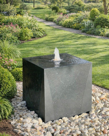 Metall Brunnen Würfel 50 cm anthrazit Gartenbrunnen Springbrunnen Komplettset
