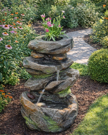 Wasserspiel Pelo 49cm Polystone Gartenbrunnen Springbrunnen Steinoptik