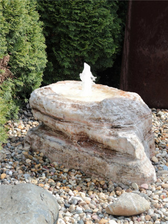 Quellstein Onyx Marmor L120cm mit Quellschale Gartenbrunnen Springbrunnen Komplettset