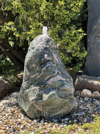 Quellstein Marmor Artik green 100cm Naturstein Gartenbrunnen Springbrunnen Komplettset