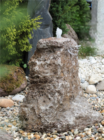 Quellstein Muschelkalk 85cm Naturstein Gartenbrunnen Springbrunnen Komplettset