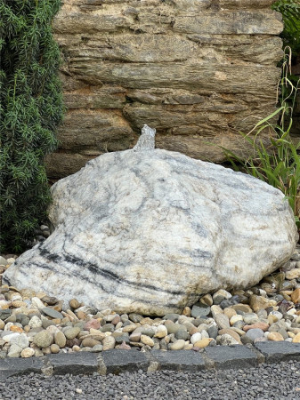 Quellstein Zebra Marmor weiß L80cm Naturstein Gartenbrunnen Springbrunnen Komplettset
