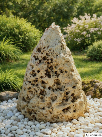 Quellstein Monolith 105cm Marmor Travertin Gartenbrunnen Springbrunnen Komplettset