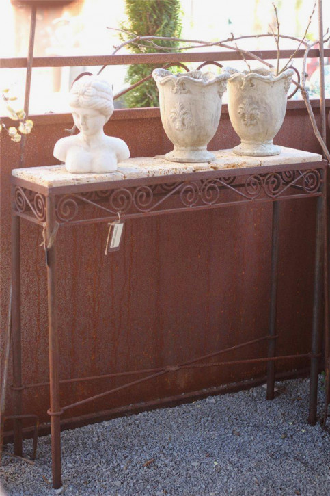 Vintage Tisch Eisen Edelrost 80x20x77 Garten Dekoration Shabby Landhaus & Cottage