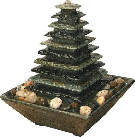 AUSSTELLUNGSSTÜCK - NUR ABHOLUNG! Zimmerbrunnen Pyramide 40 Feng Shui Schieferbrunnen