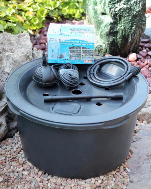 PE Becken mit GFK Deckel Ø66cm | Pumpe PondoVario 1000 | Brunnen Technik Zubehör