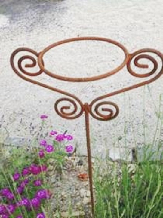 Topfhalter Edelrost 2 Ornamente Gartenstecker Rosenstab Shabby Landhaus Cottage & Vintage