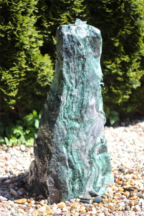 VERKAUFT! Quellstein Monolith 95cm Marmor Artik green Gartenbrunnen Springbrunnen Komplettset