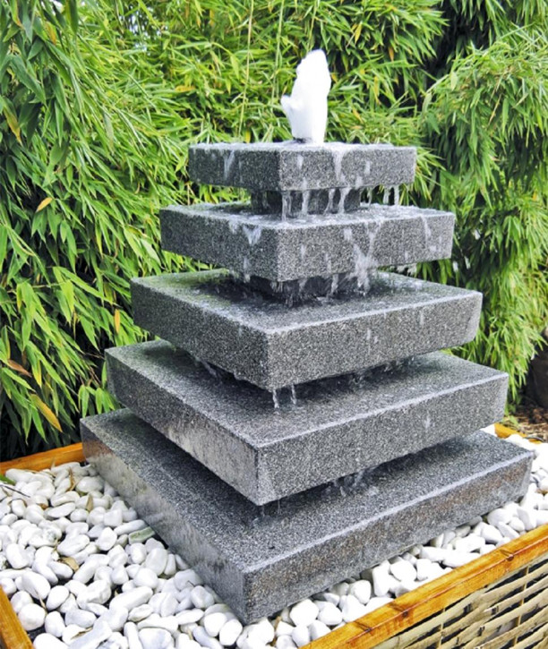 NUR ABHOLUNG! Wasserspiel SET Granit Pyramide 80cm Quellstein Gartenbrunnen Springbrunnen