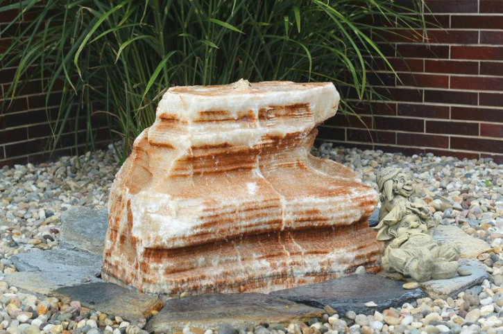 Quellstein Onyx Marmor 55cm Naturstein Gartenbrunnen Springbrunnen Komplettset