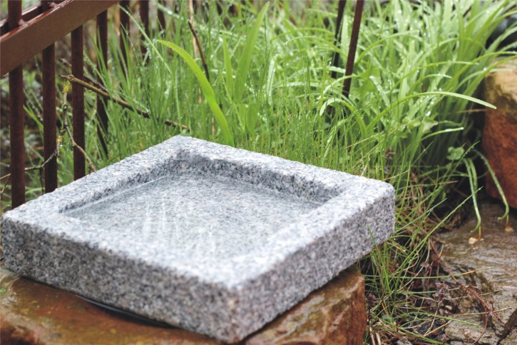 2. Wahl! Vogeltränke Granit quadratisch Vogelbad für Garten