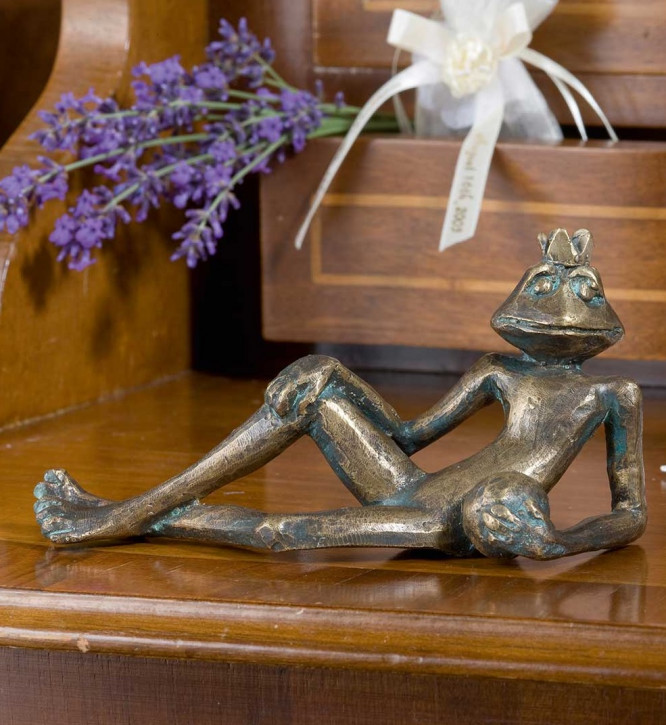 Bronzefigur Froschkönig Eugen L15cm Bronze Gartenfigur Skulptur Rottenecker