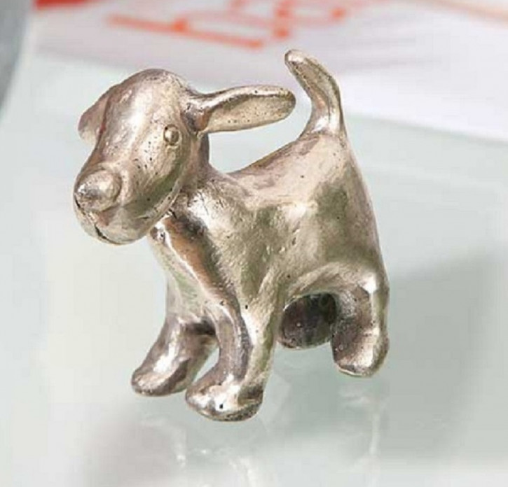 Bronzefigur Hund Maddie antiksilbern patiniert 5cm Bronze Skulptur Rottenecker