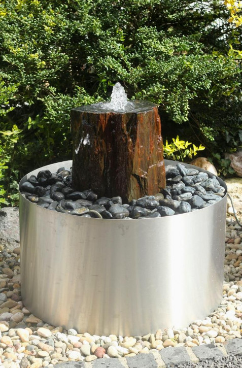 Gartenbrunnen Fiona 60cm Schiefer Edelstahl Springbrunnen freistehend