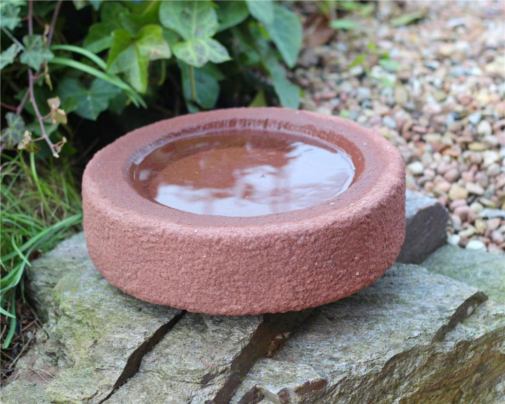 Vogeltränke Sandstein rund 30cm Vogelbad für Garten