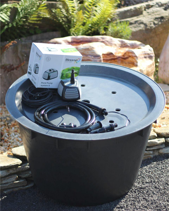 PE Becken mit GFK Deckel Ø 120x80 | Pumpe Messner system-X 3000 Brunnen Zubehör