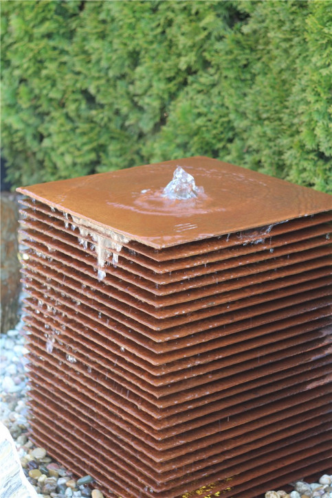 Cortenstahl Säule Lamelle 60 Edelrost Gartenbrunnen Springbrunnen Komplettset