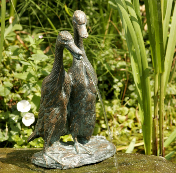 Bronzefigur Laufenten 27cm Bronze Gartenfigur Wasserspeier Rottenecker