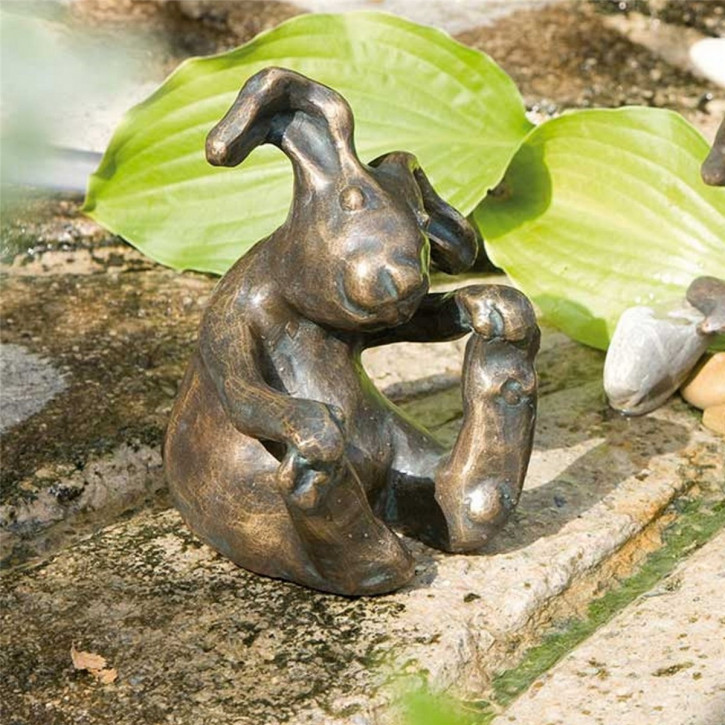 Bronzefigur Hase Kasper 14cm Gartenfigur Bronze Rottenecker Ostern Dekoration