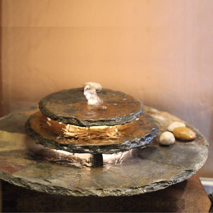 Zimmerbrunnen Kasumi inkl. Pflegemittel Feng Shui Schiefer Tischbrunnen