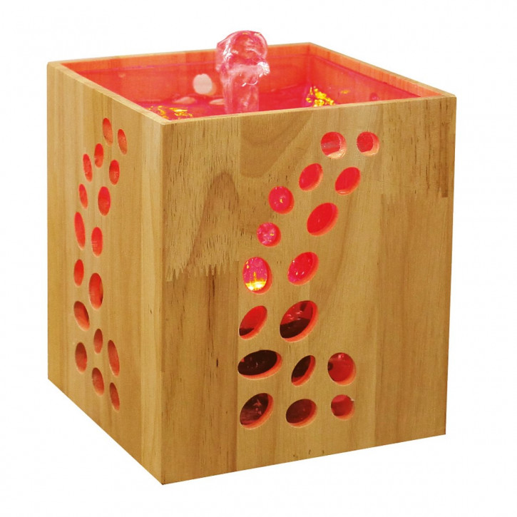 NUR IM LADEN ERHÄLTLICH! Zimmerbrunnen Wooden 18 Holz Lichtbrunnen inkl. Pumpe LED Wechsellicht