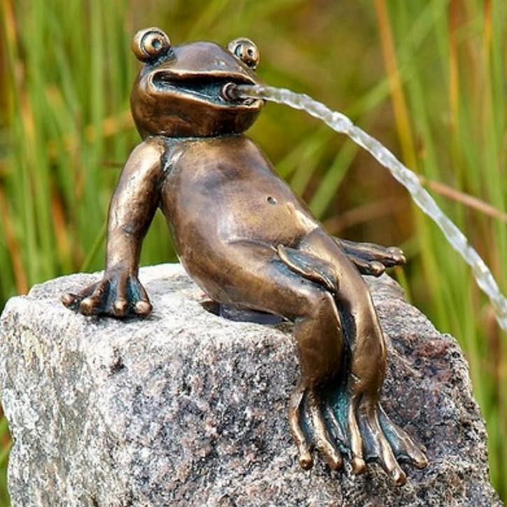 Bronzefigur Froschkönig Heinrich 11cm Bronze Wasserspeier Rottenecker