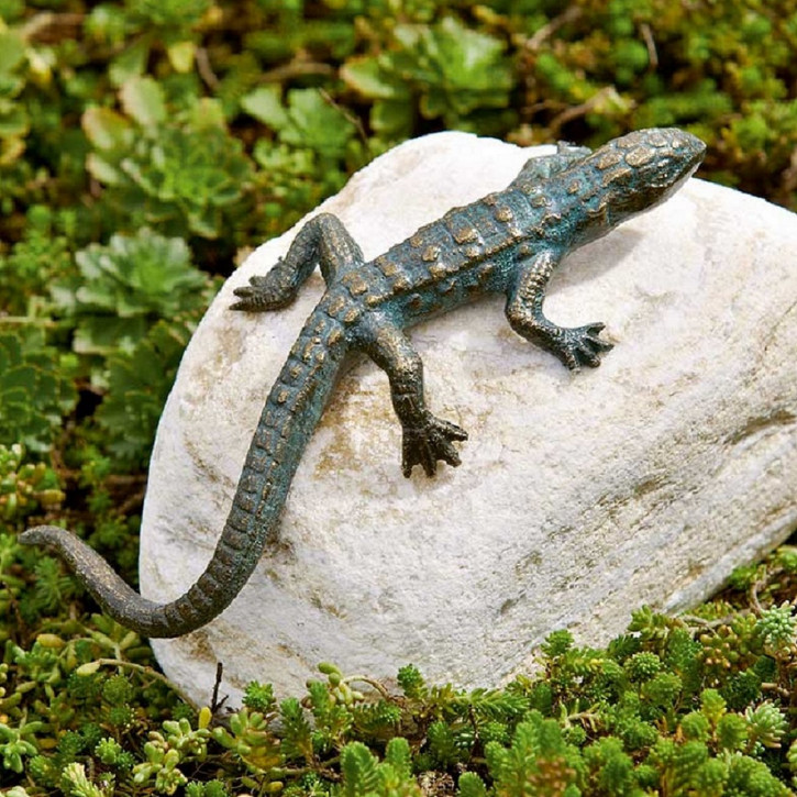 Bronzefigur Eidechse gebogen L17cm Bronze Gartenfigur Rottenecker
