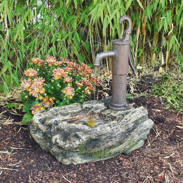 Wasserspiel Ligno mit Schwengelpumpe 57cm Polystone Brunnen Komplettsystem